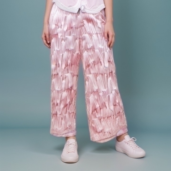 NEW YORK & CO PINK DREAM PALAZZO WIDE LEG PANTS SZ L 14 - Picture 1 of 6